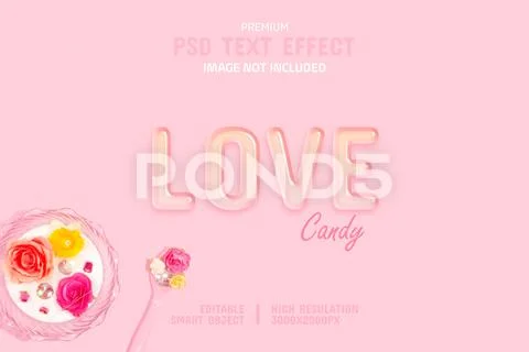 Editable Love Candy PSD Text Effect Template Modello PSD