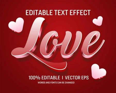 Editable love vector 3d  text effect with modern style design Stock Illustration