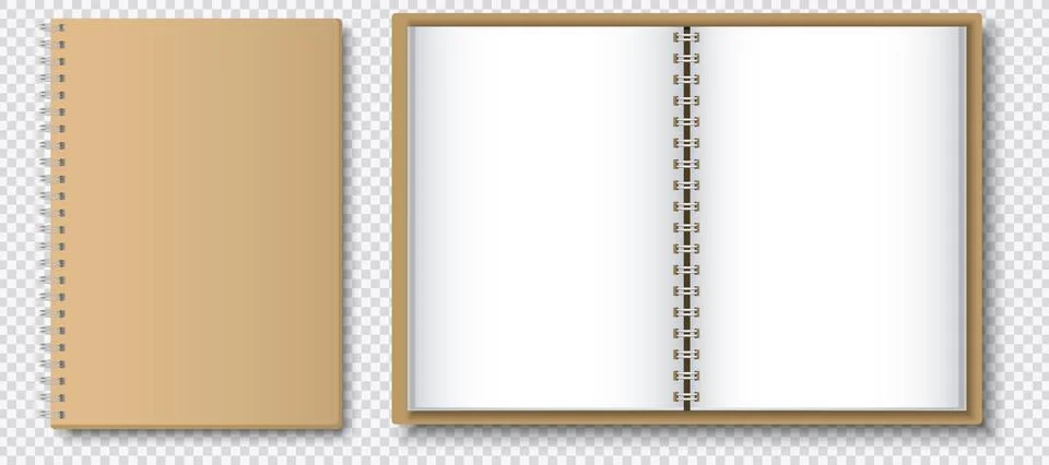 Editable mockup featuring a realistic notebook with spiral binding, including Stock Illustration