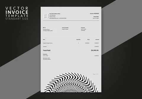 Editable Modern Abstract Creative Professional Invoice template. Vector incoive  Stock Illustration