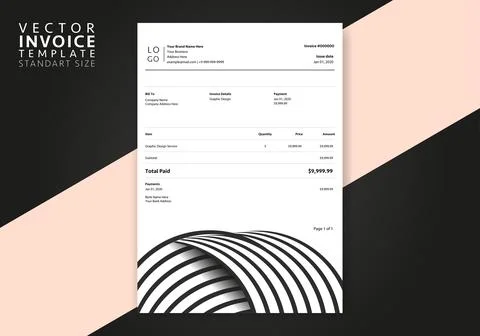 Editable Modern Abstract Creative Professional Invoice template. Vector incoive  Stock Illustration