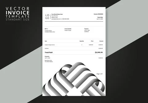 Editable Modern Abstract Creative Professional Invoice template. Vector incoive  Stock Illustration