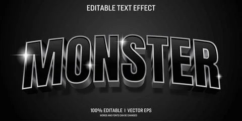 Editable monster vector 3d text effect with modern style design Stock Illustration
