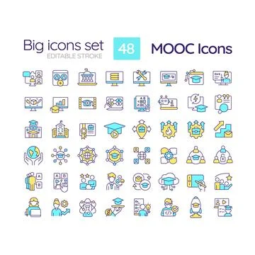 Editable multicolor big icons representing MOOC イラスト素材