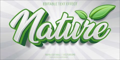 Editable nature vector 3d text effect with modern style design Stock Illustration