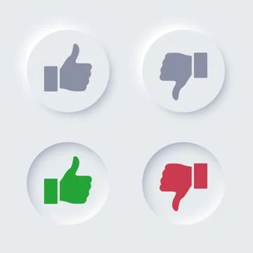 Editable neomorphic interface elements. Buttons like and dislike square shapes Stock Illustration