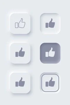 Editable neomorphic interface elements. Buttons like and dislike square shapes Stock Illustration