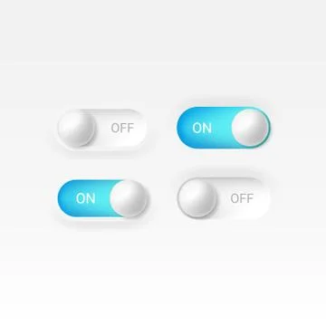 Editable neomorphism on off round shape power blue button set. Slider for Stock Illustration