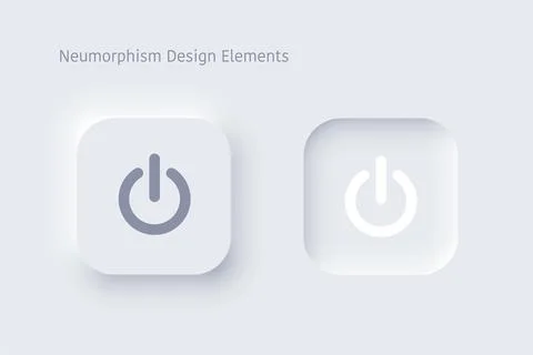 Editable neomorphism on off square shape power button set. Objects for website Stock Illustration