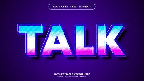 Editable Neon Disco 3d vector text effect with modern style Stock Illustration