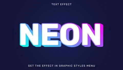 Editable neon text effect in 3d style isolated on dark background Stock Illustration