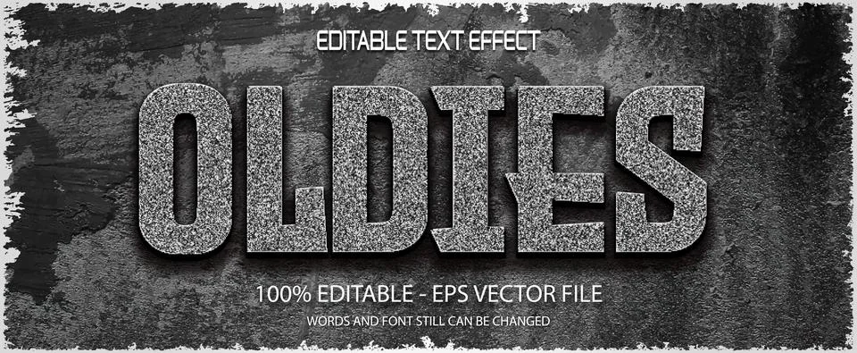 Editable oldies text effect on cement texture background Stock Illustration