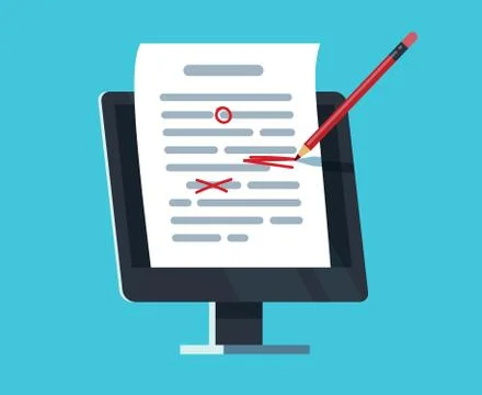 Editable online document. Computer documentation, essay writing and editing Stock Illustration