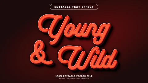 Editable Orange 3D text effect written on a Red background Illustrazione stock