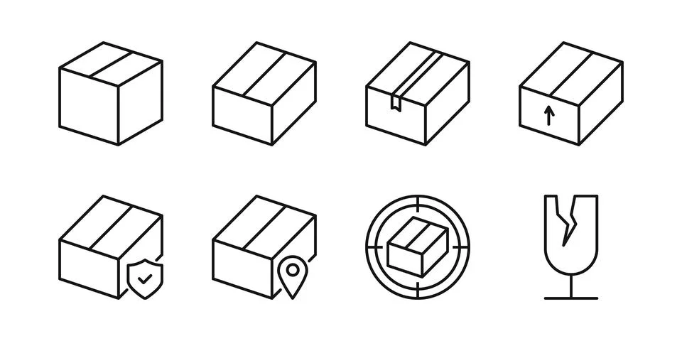 Editable Package box delivery set pack icon. Vector illustration isolated on  Stock Illustration