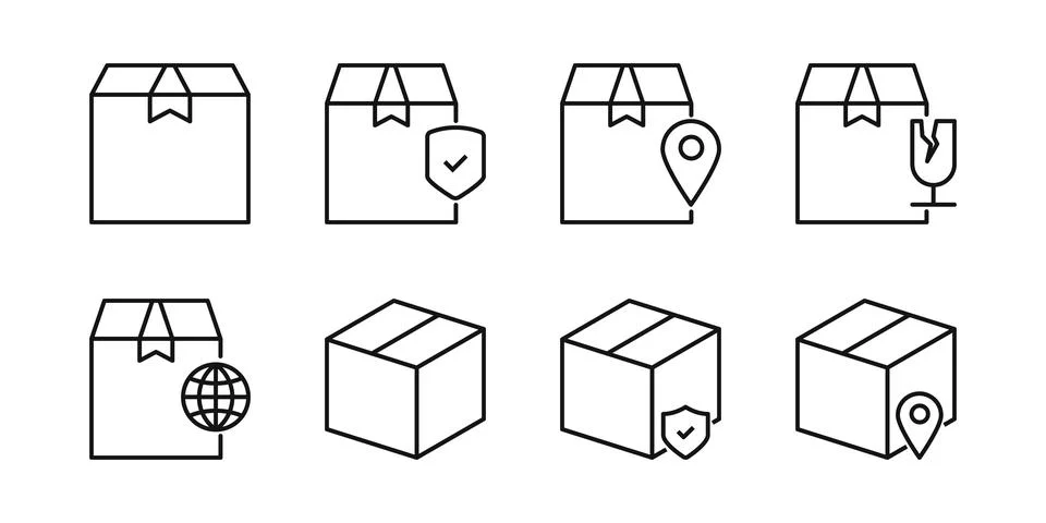 Editable Package box delivery set pack icon. Vector illustration isolated on  Stock Illustration