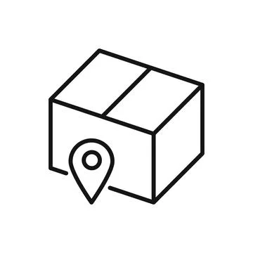 Editable package box tracking location line icon. Vector illustration isolate Stock Illustration