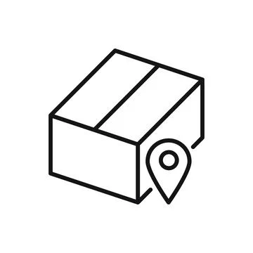 Editable package box tracking location line icon. Vector illustration isolate Stock Illustration