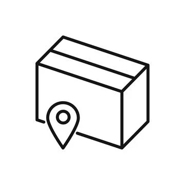 Editable package box tracking location line icon. Vector illustration isolate Stock Illustration