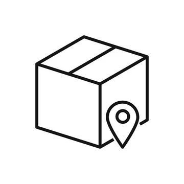 Editable package box tracking location line icon. Vector illustration isolate Stock Illustration