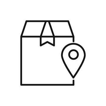 Editable package box tracking location line icon. Vector illustration isolate Stock Illustration