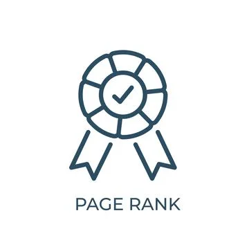 Editable page rank thin vector line icon. Badge with check mark web site line Stock Illustration