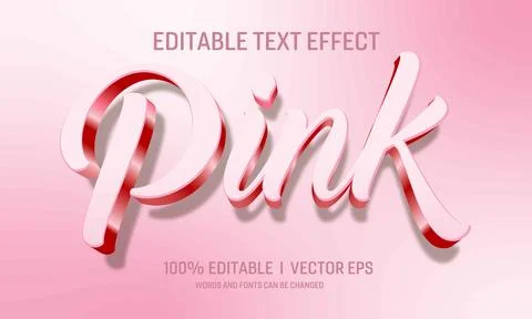 Editable pink vector 3d  text effect with modern style design Stock Illustration