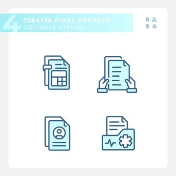 Editable pixel perfect document icons set Illustrazione stock