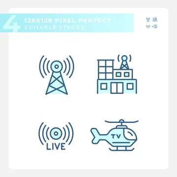 Editable pixel perfect journalism linear icons set Stock Illustration