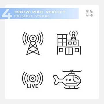 Editable pixel perfect journalism linear icons set Stock Illustration