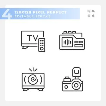 Editable pixel perfect pack of black journalism icons Ilustração Stock