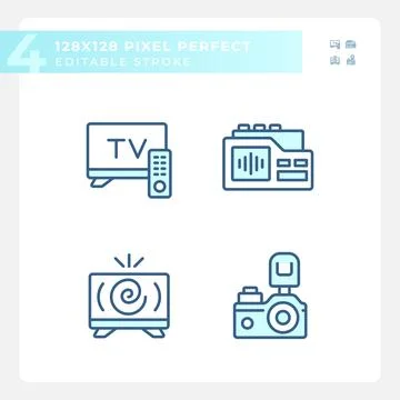Editable pixel perfect pack of blue journalism icons Ilustração Stock