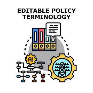 Editable policy terminology development and management system Stock Illustration
