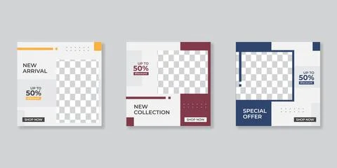 Editable Post Template Social Media Banners for Digital Marketing. Promotion  Stock Illustration