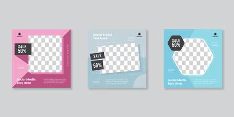 Editable Post Template Social Media Banners for Digital Marketing. Promotion  Stock Illustration