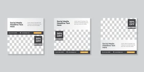 Editable Post Template Social Media Banners for Digital Marketing. Promotion  Stock Illustration