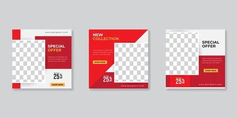 Editable Post Template Social Media Banners for Digital Marketing. Promotion  Stock Illustration
