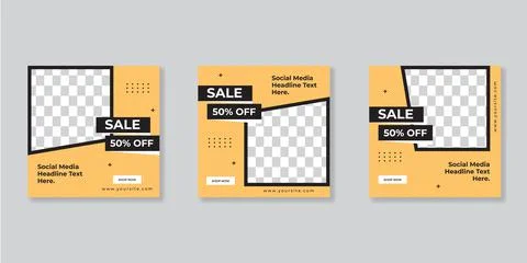 Editable Post Template Social Media Banners for Digital Marketing. Promotion  Stock Illustration