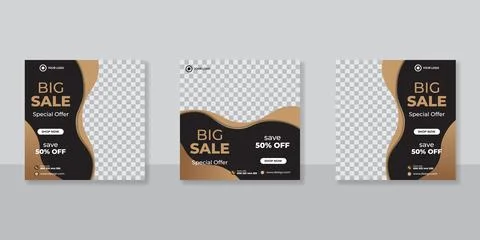 Editable Post Template Social Media Banners for Digital Marketing. Promotion  Stock Illustration