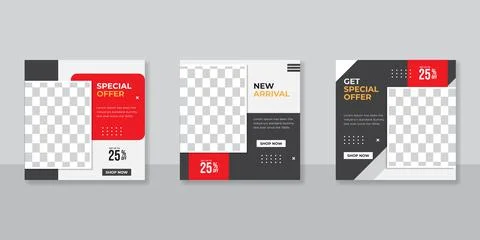 Editable Post Template Social Media Banners for Digital Marketing. Promotion  Stock Illustration