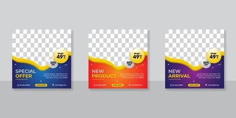 Editable Post Template Social Media Banners for Digital Marketing. Promotion  Stock Illustration