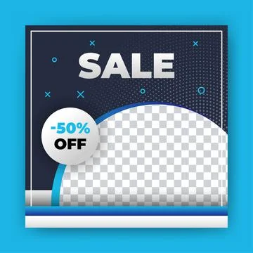 Editable Post Template Social Media Banners for Digital Marketing with disc.. Stock Illustration