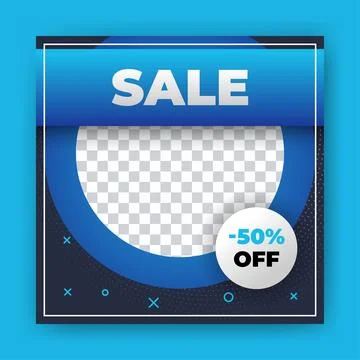 Editable Post Template Social Media Banners for Digital Marketing with disc.. Stock Illustration