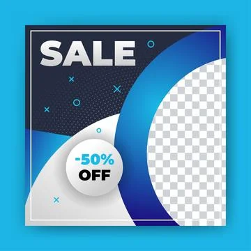 Editable Post Template Social Media Banners for Digital Marketing with disc.. Stock Illustration