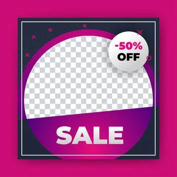 Editable Post Template Social Media Banners for Digital Marketing with disc.. Stock Illustration