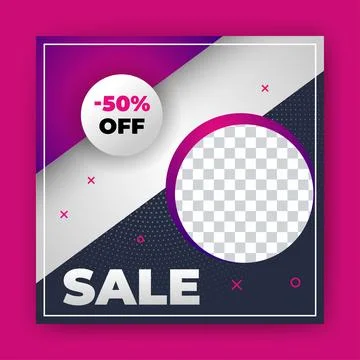 Editable Post Template Social Media Banners for Digital Marketing with disc.. Stock Illustration