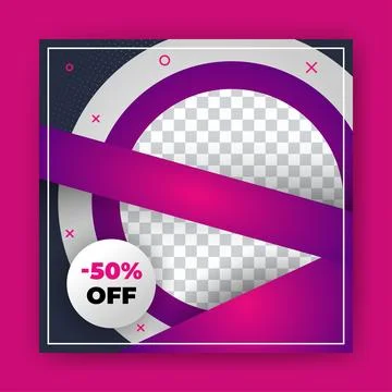 Editable Post Template Social Media Banners for Digital Marketing with disc.. Stock Illustration