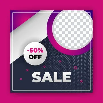 Editable Post Template Social Media Banners for Digital Marketing with disc.. Stock Illustration