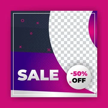 Editable Post Template Social Media Banners for Digital Marketing with disc.. Stock Illustration