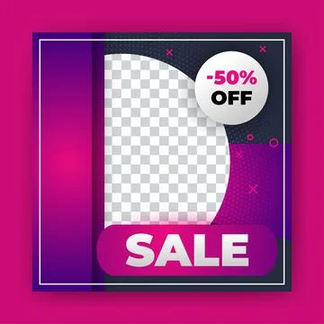 Editable Post Template Social Media Banners for Digital Marketing with disc.. Stock Illustration